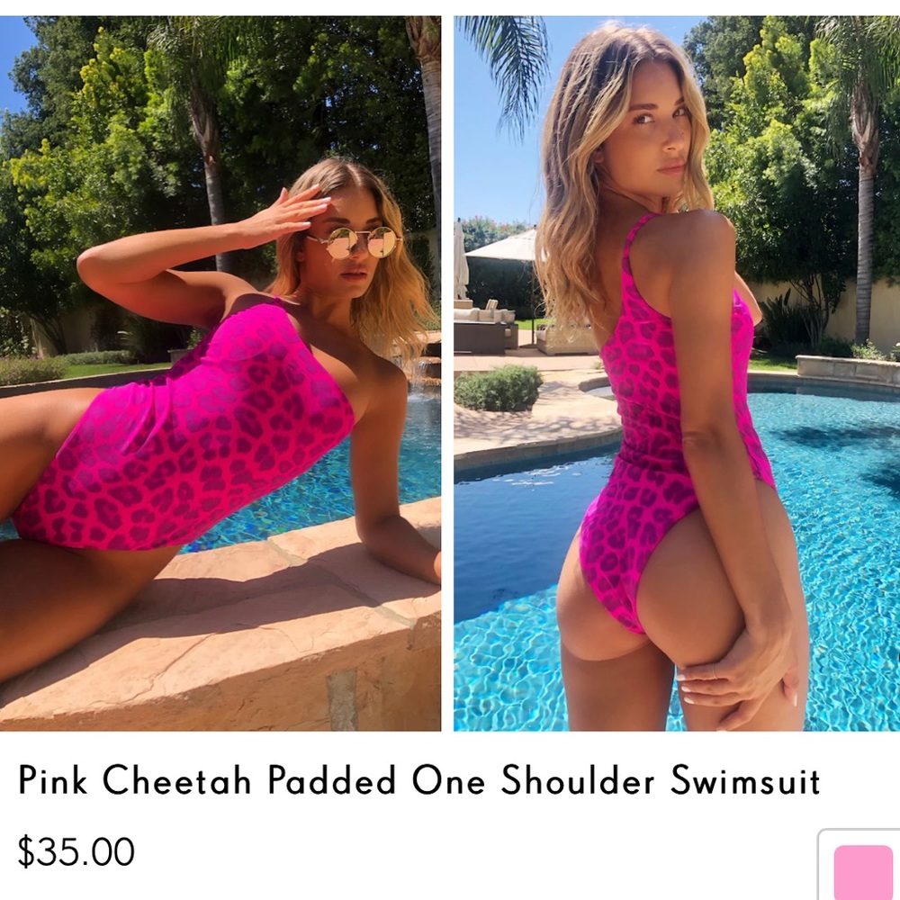 Pink Cheetah One Shoulder Bikini PLT